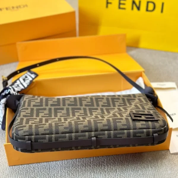 74-10-8eac89a52ebe.webp Fendi Simply Fendi Medium Brown Ff Jacquard Fabric Bag 25Cm