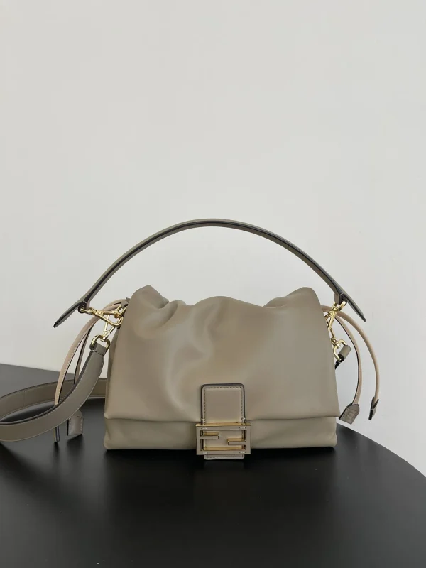 Fendi Mamma Baguette Medium Dove Grey Nappa Leather Bag 26.5cm