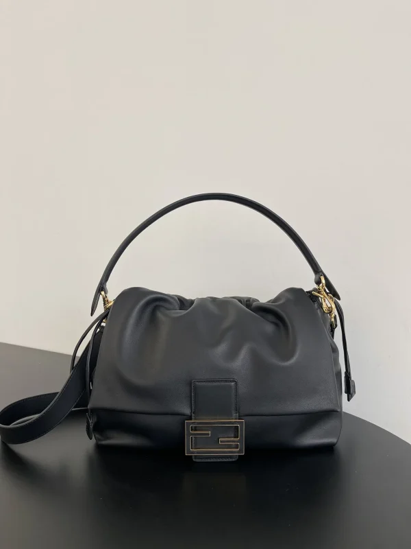 7acc103a-1-761ba63a488f.webp Fendi Mamma Baguette Large Black Nappa Leather Bag 31.5cm