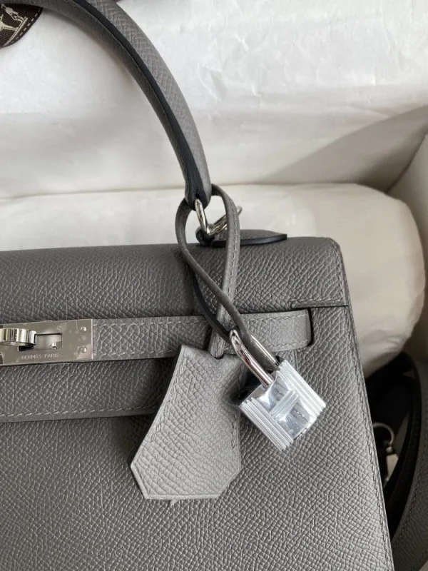 Hermes Kelly 25 Bag In Dark Grey Epsom Leather For Women 25cm/10in