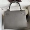 Hermes Kelly 25 Bag In Dark Grey Epsom Leather For Women 25cm/10in