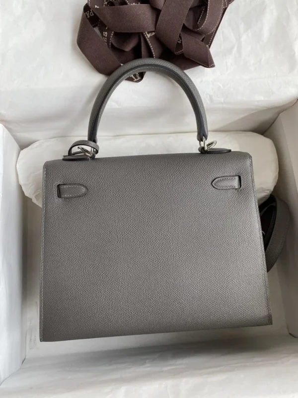 Hermes Kelly 25 Bag In Dark Grey Epsom Leather For Women 25cm/10in