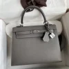 Hermes Kelly 25 Bag In Dark Grey Epsom Leather For Women 25cm/10in