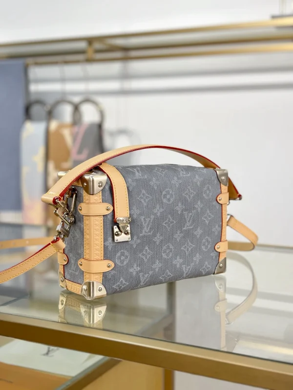 814b430c-6b55fec436b4.webp Louis Vuitton Grey Monogram Denim Side Trunk MM M13285 23.5cm/ 9.3in, Designer Handbags, Womens Purse, luxury bags