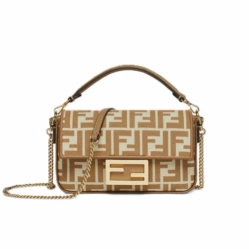 82-8-92315609236f.webp Fendi Baguette Mini Ff Jacquard Fabric Bag Beige 21Cm