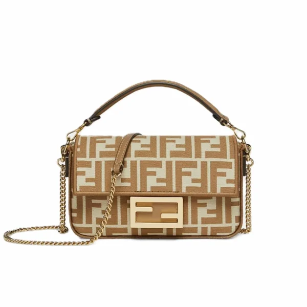 82-8-92315609236f.webp Fendi Baguette Mini Ff Jacquard Fabric Bag Beige 21Cm