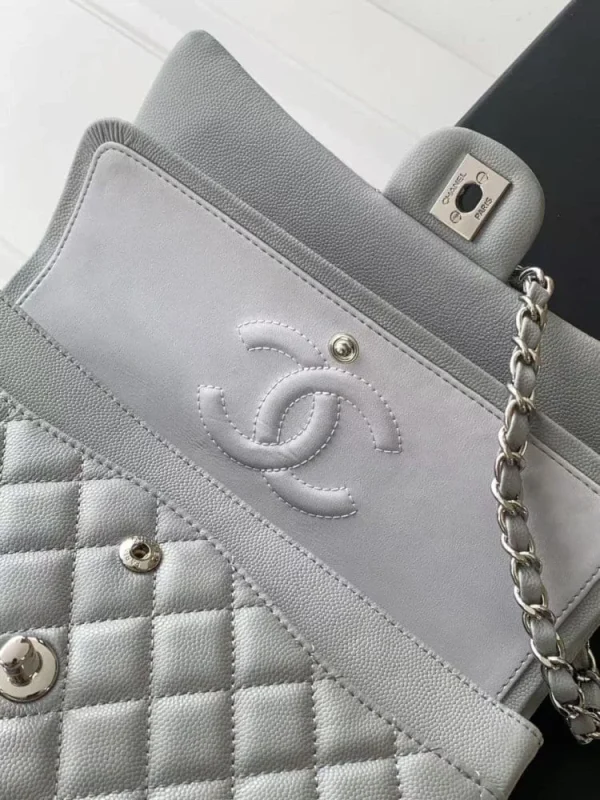 8c2dc49b-79eea2739c3c.webp Chanel Classic Flap Bag 25 cm Grey Silver- Tone Hardware A01112, Designer Handbags, Women’s Purse, luxury bags, Chanel bags