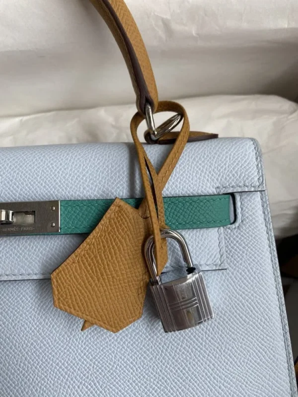Hermes Kelly 25 Bag In Turquoise Epsom Leather For Women 25cm/10in
