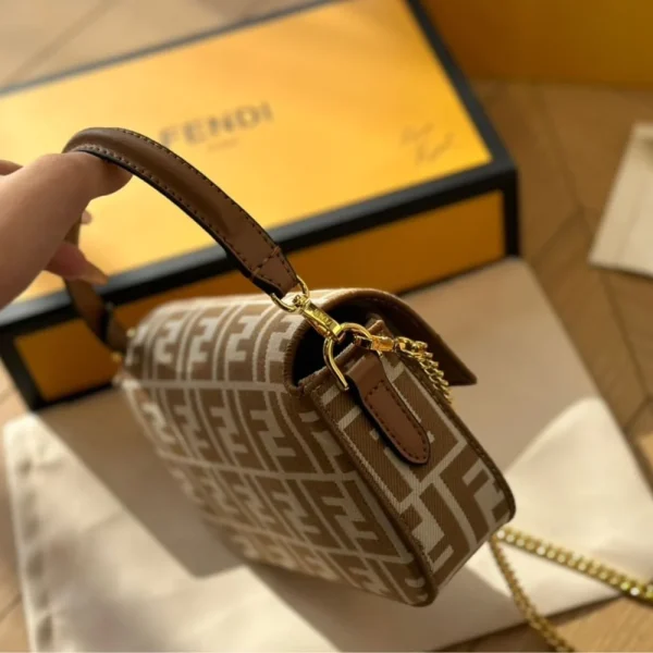 90-6-20b3805bf446.webp Fendi Baguette Mini Ff Jacquard Fabric Bag Beige 21Cm