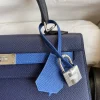 Hermes Kelly 25 Bag In Navy Blue Epsom Leather For Women 25cm/10in