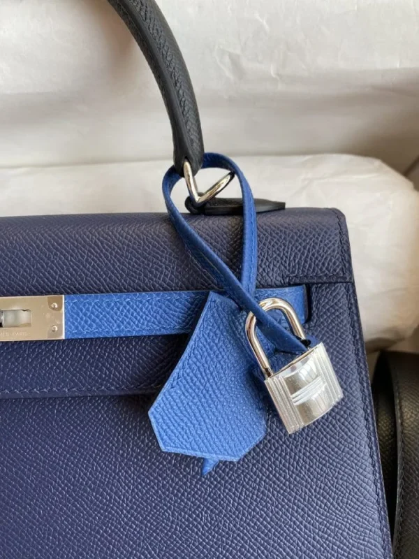 Hermes Kelly 25 Bag In Navy Blue Epsom Leather For Women 25cm/10in