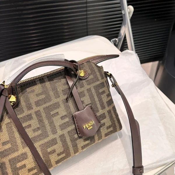 96-7-bb131446155c.webp Fendi By The Way Soft Medium Brown Ff Jacquard Fabric Bag 27Cm