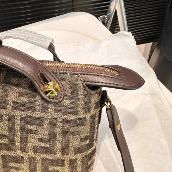 98-7-53b05eda9abe.webp Fendi By The Way Soft Medium Brown Ff Jacquard Fabric Bag 27Cm