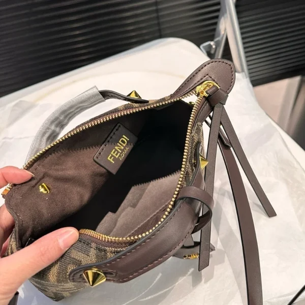99-9-3963b3ca03c5.webp Fendi By The Way Soft Medium Brown Ff Jacquard Fabric Bag 27Cm