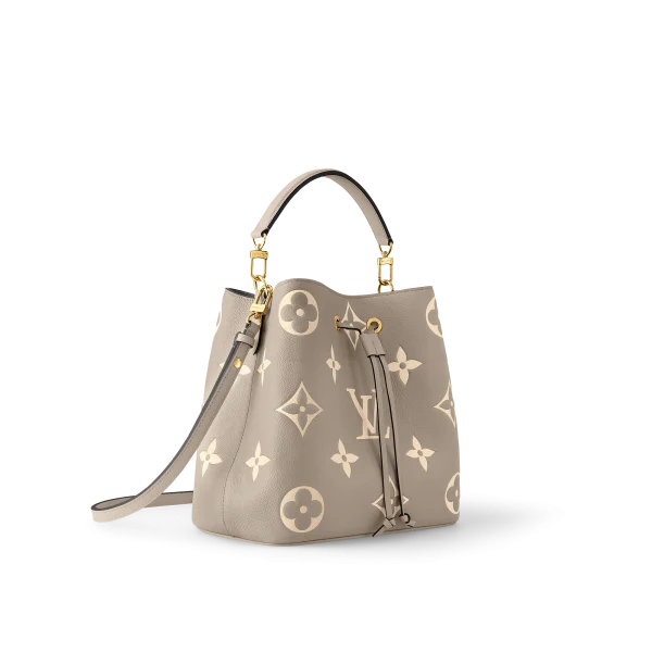 Louis Vuitton Nono Mm Bicolor Monogram Empreinte Leather Women Handbags Dove/Cream 26cm/ 10.2in, Designer Handbags, Womens Purse, luxury bags