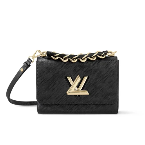 Louis Vuitton Twist Mm Cowhide Leather Handbag Black 23Cm, Designer Handbags, Womens Purse, luxury bags