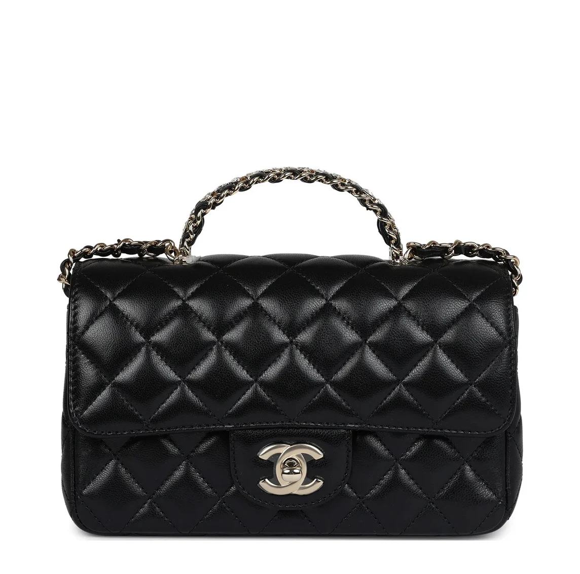 Mini Rectangular Crystal Top Handle Flap Bag - view 1
