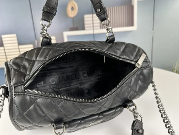 CNB2-21-d90d8751b77d.webp Chanel Casual Riviera Bowling Bag Quilted Calfskin Medium Black 32Cm/12.6in, Designer Handbags, Women’s Purse, luxury bags, Chanel bags