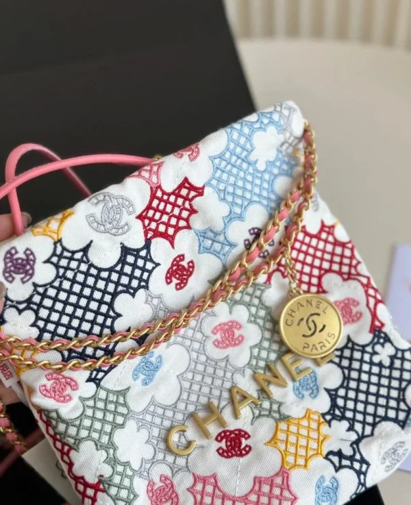 CNB5-ef8b44e8f616.webp Chanel 22 Mini Handbag Lace Patchwork 20Cm/7.9in, Designer Handbags, Women’s Purse, luxury bags, Chanel bags
