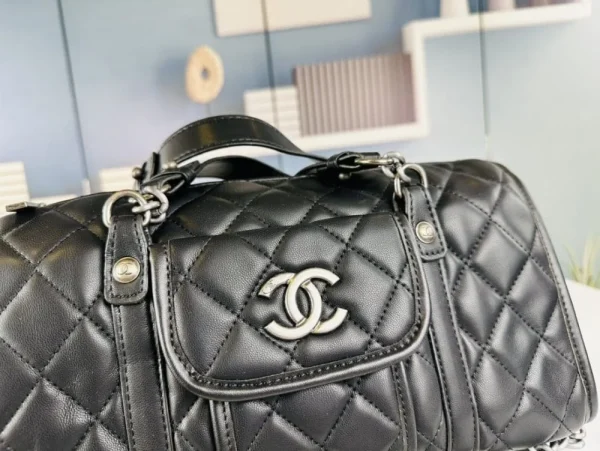 CNB6-20-837b5576ff7b.webp Chanel Casual Riviera Bowling Bag Quilted Calfskin Medium Black 32Cm/12.6in, Designer Handbags, Women’s Purse, luxury bags, Chanel bags