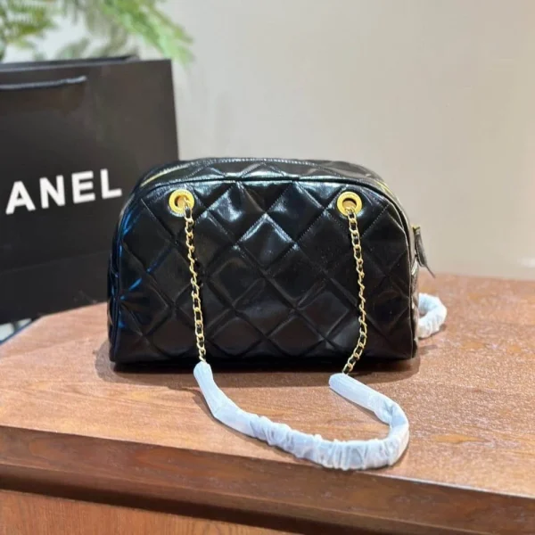 CNBC2-5493ce62b924.webp Chanel Maxi Bowling Shoulder Bag With Chain In Black 28Cm, Designer Handbags, Women’s Purse, luxury bags, Chanel bags