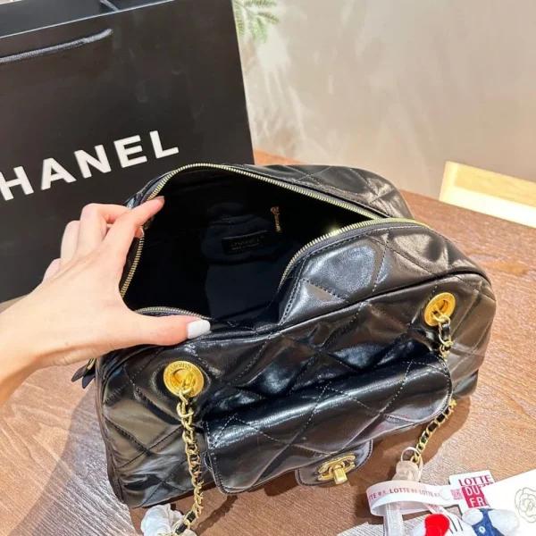 CNBC7-23271f896d1b.webp Chanel Maxi Bowling Shoulder Bag With Chain In Black 28Cm, Designer Handbags, Women’s Purse, luxury bags, Chanel bags