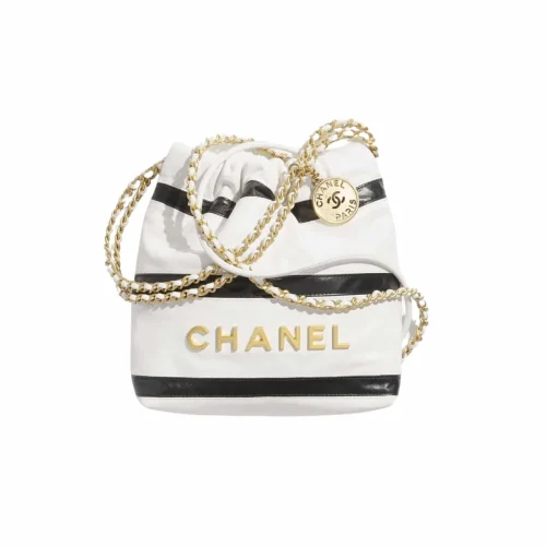 CNBS1-4-3377a5b6ca1c.webp Chanel 22 Small Handbag Black White Gold Tone Metal 19Cm/7.5in As3980 B16652 Ny081, Designer Handbags, Women’s Purse, luxury bags, Chanel bags