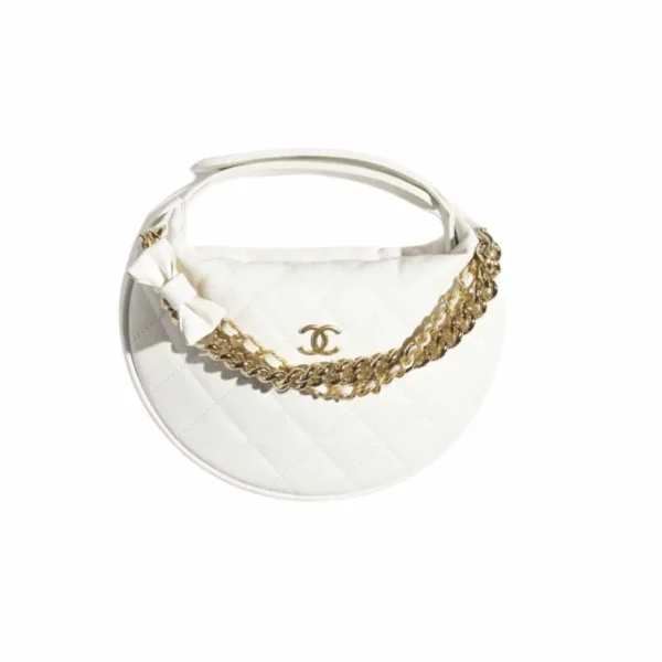 Chanel Pouch Grained Shiny Calfskin White 17Cm Ap3943 B16288 10601, Designer Handbags, Women’s Purse, luxury bags, Chanel bags