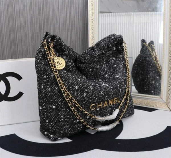 CNDG7-3dd1d004d0b6.webp Chanel 22 Handbag Denim Gold And Dark Gray 40Cm/15.7in, Designer Handbags, Women’s Purse, luxury bags, Chanel bags