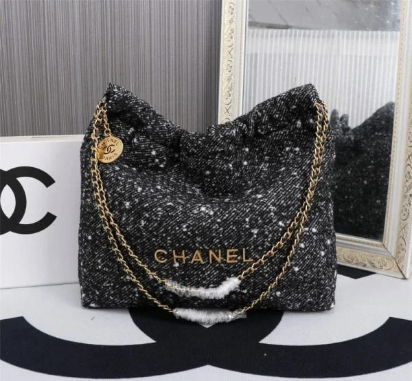 CNDG9-5c8ca4ca85aa.webp Chanel 22 Handbag Denim Gold And Dark Gray 40Cm/15.7in, Designer Handbags, Women’s Purse, luxury bags, Chanel bags