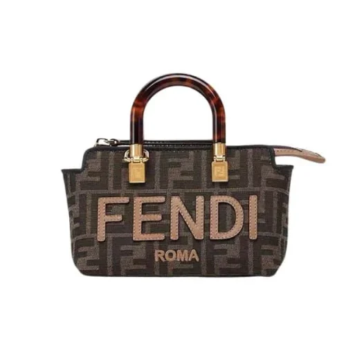FB611-6-733c27082c1a.webp Fendi By The Way Small Ff Fabric Boston Bag Brown 17Cm 8Bs067Anx0F1Lmn