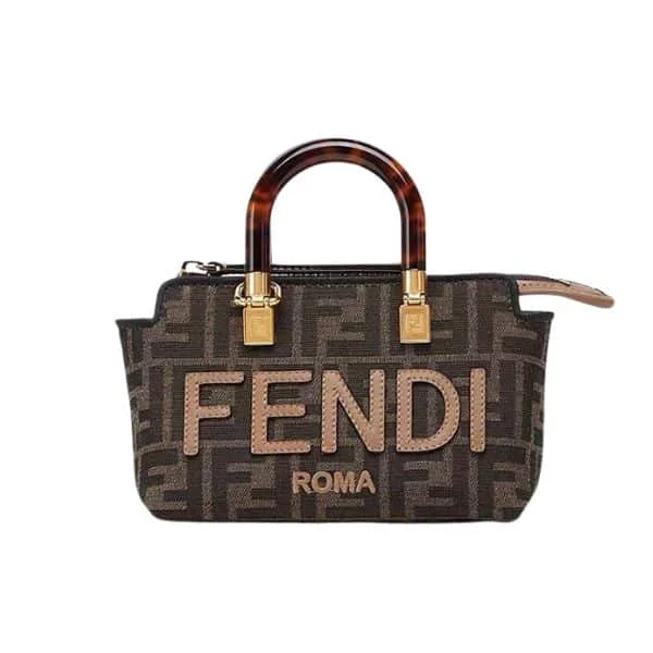 FB611-6-733c27082c1a.webp Fendi By The Way Small Ff Fabric Boston Bag Brown 17Cm 8Bs067Anx0F1Lmn
