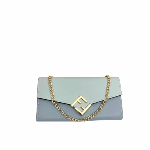 FDB-1-2-9116340b9a1d.webp Fendi Ff Diamonds Continental With Chain Leather Wallet Light Blue 19Cm