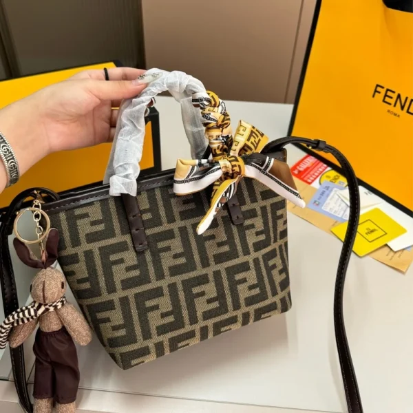 FDB-8-725f26bfe2a4.webp Fendi Mini Roll Ff Jacquard Mini Bag Brown 18Cm