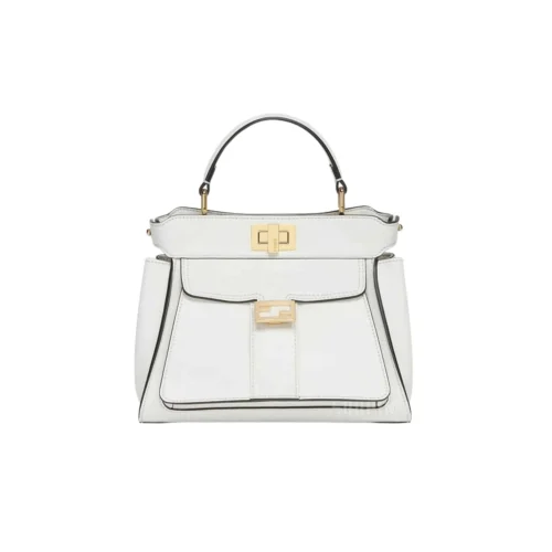 Fendi Peekaboo Mini Bag Leather Bag With Baguette Pocket White 23Cm