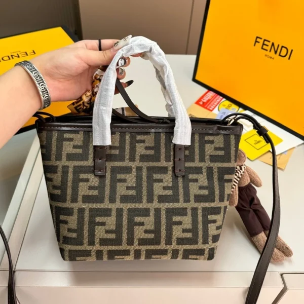 FDB1-4-b345eb4524cd.webp Fendi Mini Roll Ff Jacquard Mini Bag Brown 18Cm