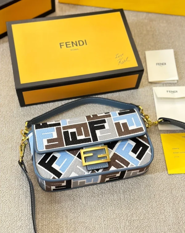 FDB2-1-1-94259da72853.webp Fendi Baguette Ff Embroidered Shoulder Bag Multicolor 26Cm
