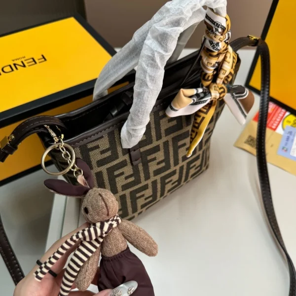 FDB2-4-e5d309a8d695.webp Fendi Mini Roll Ff Jacquard Mini Bag Brown 18Cm