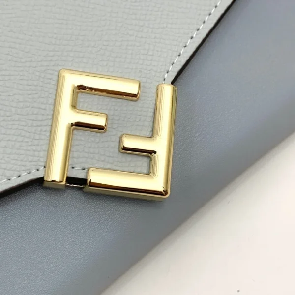 FDB3-8-4a8e36f4b5a8.webp Fendi Ff Diamonds Continental With Chain Leather Wallet Light Blue 19Cm