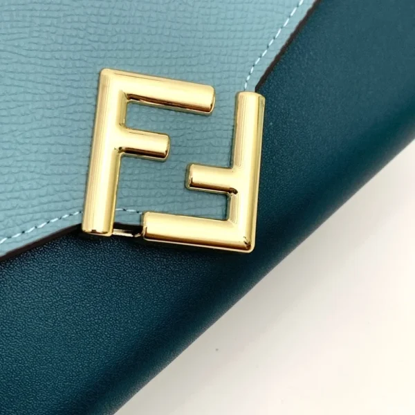 FDB4-1-1-e3c525d6c7f8.webp Fendi Ff Diamonds Continental With Chain Leather Wallet Green Blue 19Cm