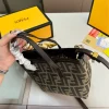 FDB4-4-69fe0a29aa60.webp Fendi Mini Roll Ff Jacquard Mini Bag Brown 18Cm
