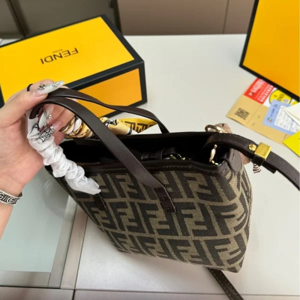FDB4-4-69fe0a29aa60.webp Fendi Mini Roll Ff Jacquard Mini Bag Brown 18Cm