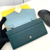 FDB6-1-032a99a402d9.webp Fendi Ff Diamonds Continental With Chain Leather Wallet Green Blue 19Cm