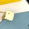 FDB7-1-871f4a39fd69.webp Fendi Ff Diamonds Continental With Chain Leather Wallet Green Blue 19Cm