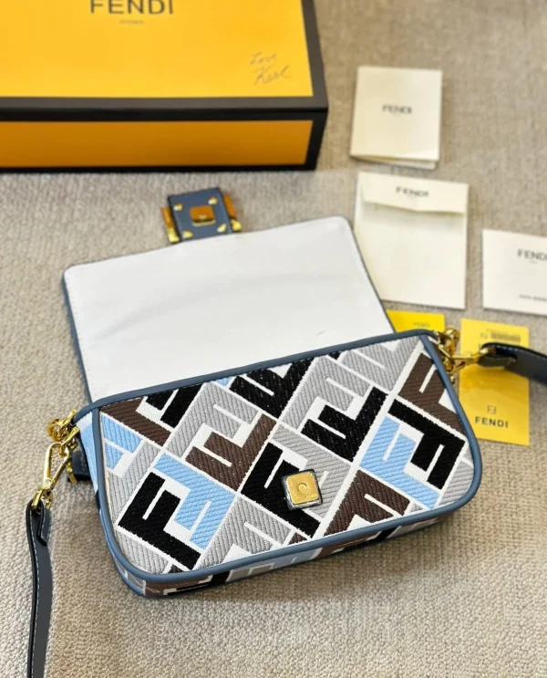 FDB7-24328e873535.webp Fendi Baguette Ff Embroidered Shoulder Bag Multicolor 26Cm