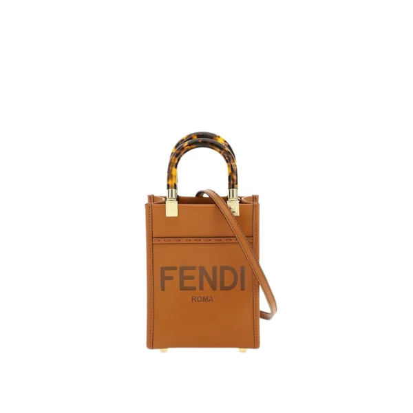 FDBAGS-1-26-e1668288b042.webp Fendi Mini Sunshine Shopper Leather Bag Brown 18Cm 8Bs051