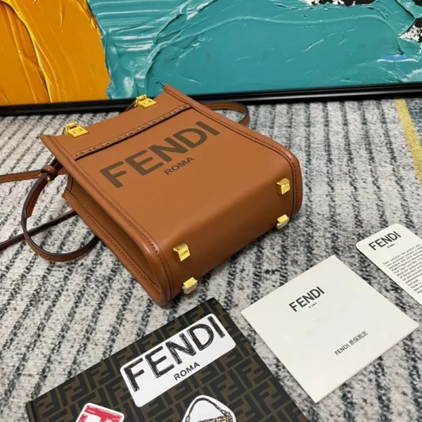 FDBAGS-3-25-12a2b88bb937.webp Fendi Mini Sunshine Shopper Leather Bag Brown 18Cm 8Bs051