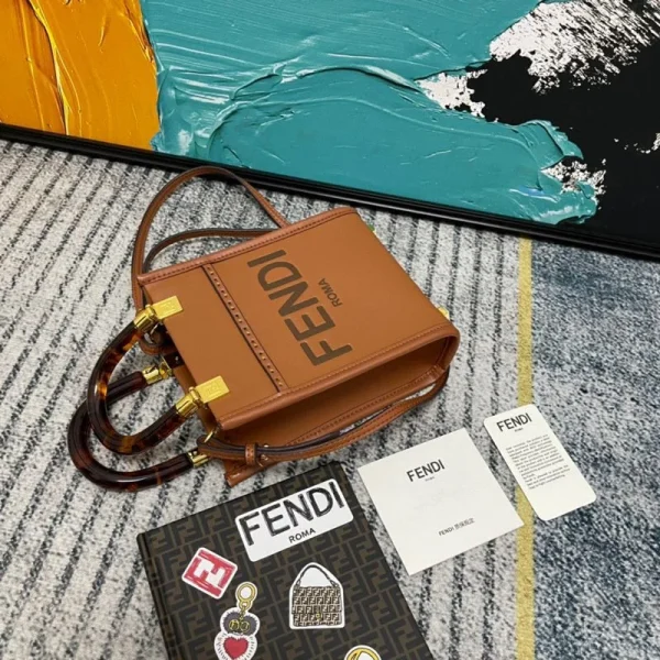 FDBAGS-4-22-68c00f35e7e3.webp Fendi Mini Sunshine Shopper Leather Bag Brown 18Cm 8Bs051