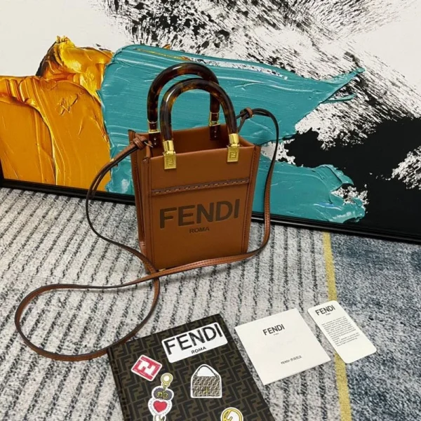 FDBAGS-5-23-7069e63edf64.webp Fendi Mini Sunshine Shopper Leather Bag Brown 18Cm 8Bs051
