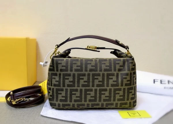FDBB01-6-1-b13ff454f806.webp Fendi Zucca Jacquard Mini Pouch Bag Brown 27Cm
